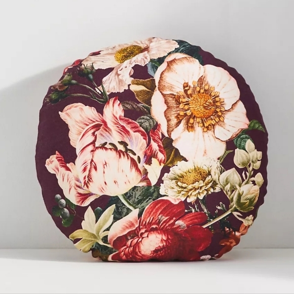 Anthropologie Jadie Round Floral Pillow - wine - Picture 1 of 10